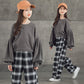 Girls' Suits Western Style Korean Children's Clothing Trendy Plaid Trousers Big Kids