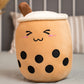 Unique Soft Teddy Plush Boba Milk Tea Plushie Toy Stuffed Fruit Shape Taste Milk Tea Hug Pillow Balls Boba Tea Cup Cushion Kids