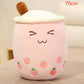 Cute Fruit Drink Plush Stuffed Soft Strawberry Milk Tea Plush Boba Tea Cup Toy Bubble Tea Pillow Cushion Kids Gift