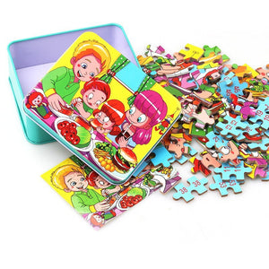 80PCS wooden educational toys educational development baby kids training toys children animal puzzle