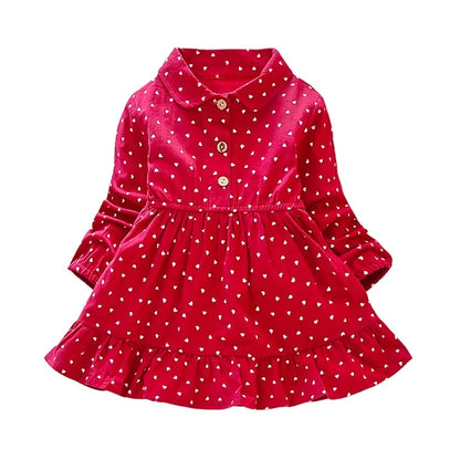 White Polka dot Girls Prited Dress Frok For Children