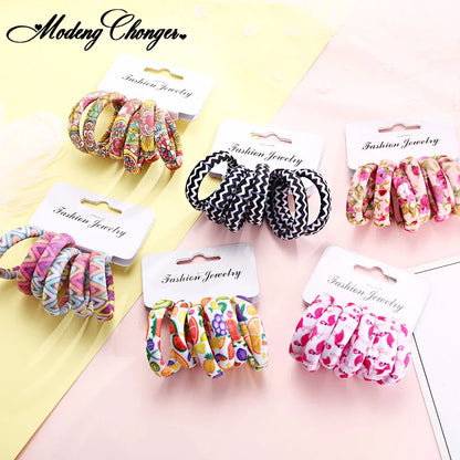 6PCS/Pack New Women Print Cotton Elastic Hair Bands Scrunchie Gum For Hair Rubber Bands Ponytail Holder Fashion Hair Accessories