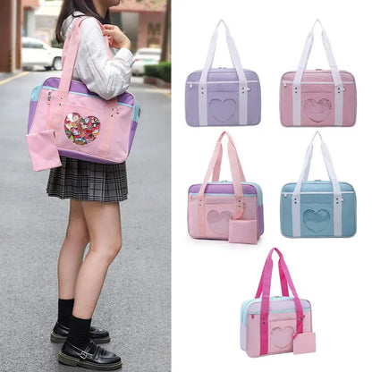 Japanese Preppy Style JK Pink Uniform Shoulder School Bags For Women Girls oxford  Large Capacity Casual Luggage Handbags Tote