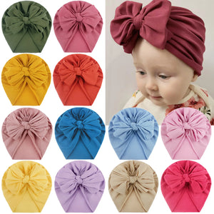 2021 Baby Stuff Accessories Baby Girl Hat With Bow Knot Infant Beanie Solid Big Bowknot Cap For Girls Kid Hats 1PC Warm Cap 0210