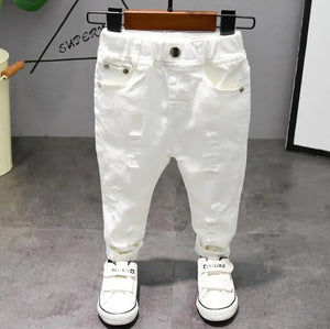 Children's pants Chorus Clothing Pure White/Black Students Contest Straight Jeans Baby Boys Comfortable Latin Dance Trousers