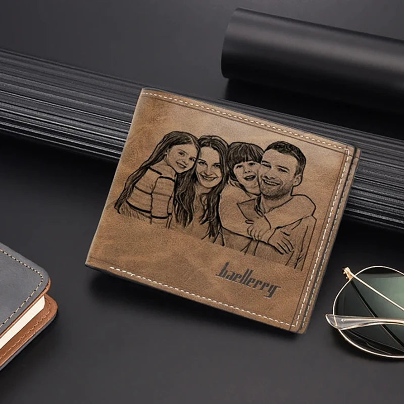 Personalized wallet add your photos freely wallet card holder, men’s casual ultra-thin youth wallet, new first layer soft wallet