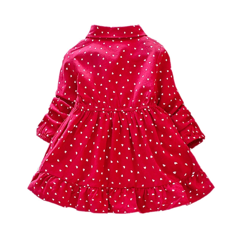 White Polka dot Girls Prited Dress Frok For Children