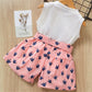 Toddler Kids Baby Girls Clothes Sets Summer Sleeveless Bowknot T-shirt+Floral Shorts Sets 2Pcs Outfits Suits 1 2 3 4 5 6 Years