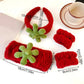 Red Fleece Hairbands Cute Strawberry Leaves Hair Hoops Wrist Strap Girls Lovely Headbands Christmas Ornament Hair Accessories