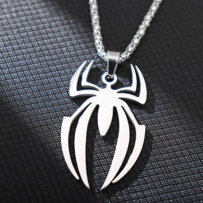 HNSP Stainless Steel Spider Pendant Chain Necklace For Men Boy Anime Jewelry Accessories