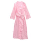 Women Satin Long Nightdress Soft Silk Bath Robe Gown Solid Color Lace Up Nightgown Women Sleepwear Ladies Sexy Nightwear