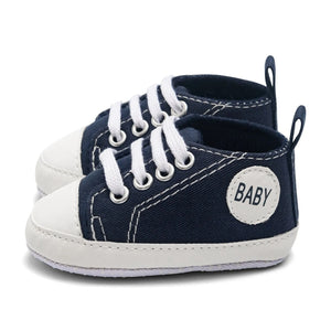 0~18M Baby Canvas Classic Sneakers Newborn Letter Print Sport Baby Boys Girls First Walkers Shoes Infant Toddler Anti-slip Shoes