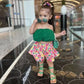 Qunq 2023 Summer New Girls Fashion Strapless Lovely Pullover Crop Top + Floral Shorts 2 Pieces Set Casual Kids Clothes Age 3T-8T