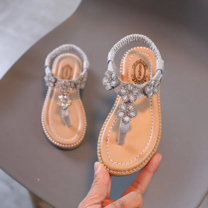 1~7year Kids Shoes Summer Girls Sandals Floral Crystal Bling Flip Flop Shoes Sandals Toddler Infant Baby Girl Princess Sandalias