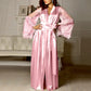 Women Satin Long Nightdress Soft Silk Bath Robe Gown Solid Color Lace Up Nightgown Women Sleepwear Ladies Sexy Nightwear