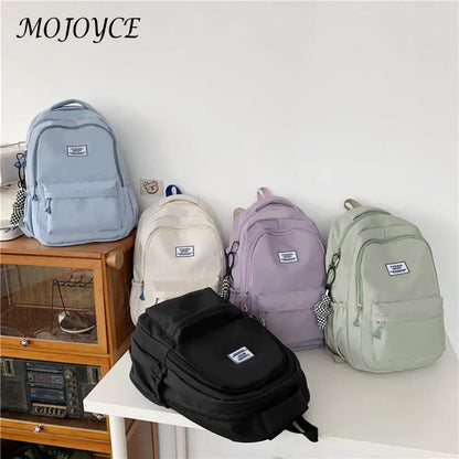 Woman Backpack Large Capacity Girls School Bags Solid Color Simple for Vacations