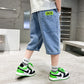 2024 New Teenage Boys Denim Shorts 4-10 Years Summer Fashion Letter Printed Soft Trousers For Kids Children Casual Pants