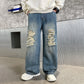 Jeans For Boy Big Hole Boy Jeans Child Spring Autumn Ripped Jeans Kids Casual Style Children's Clothing 6 8 10 12 14