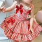 Summer Girls Cute Bow Plaid Dress Sleeveless Fashion Party Dresses Kids Tutu Toddler Girl Princess Fluffy Dress Children Clothes