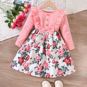 Winter Kids Dresses For Girls From 2 to 7 years Long Sleeve Floral Princess Dress Party Fall Winter Toddler Girl Clothes Dressy