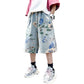 Boys Summer Jeans Floral Pattern Children Jeans Boy Casual Style Jeans Kids Big Children Clothes 6 8 10 12 14