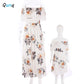 Qunq Summer New Parent-Child Outfit One-Line Shoulder Printed Chiffon Temperament Casual Dress Mom And Daughter Matching Clothes