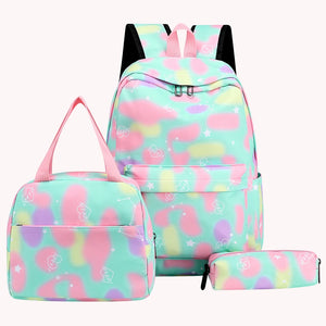 3pcs/set Teenage Backpack School Bag Adjustable Strap Fashion Travel Backpack Waterproof Back Rucksack for Kid Child Backpack