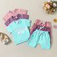 Infant Baby Girls Summer Clothes Sets Letter Print Toddler Short Sleeve T Shirt Tops+Shorts 2Pc Set Outfits Baby Clothing 0-3T