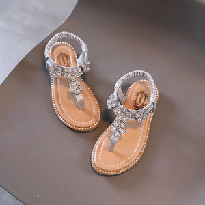 1~7year Kids Shoes Summer Girls Sandals Floral Crystal Bling Flip Flop Shoes Sandals Toddler Infant Baby Girl Princess Sandalias