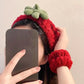 Red Fleece Hairbands Cute Strawberry Leaves Hair Hoops Wrist Strap Girls Lovely Headbands Christmas Ornament Hair Accessories