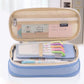 Kawaii Large Capacity Pencil Case Pouch Pen Bag Double Side Opening Student Stationery Organizer School Supplies