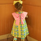 Spring Summer Korean Style Baby Girl Children Kids Casual Posh Cute Princess Style Floral Print Bowknot Doll Neck Design Dress