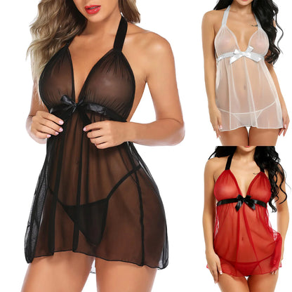 2022 Hot Women Sexy Erotic Sling Lingerie Nightwear Robe Babydoll Attractive Sexy Transparent Sleepwear Charming Night Dress