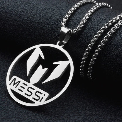 HNSP Messi Stainless Steel Pendant Chain Necklace For Men Boy Soccer Accessories Football Jewelry