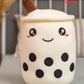 Cute Fruit Drink Plush Stuffed Soft Strawberry Milk Tea Plush Boba Tea Cup Toy Bubble Tea Pillow Cushion Kids Gift