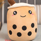 Cute Fruit Drink Plush Stuffed Soft Strawberry Milk Tea Plush Boba Tea Cup Toy Bubble Tea Pillow Cushion Kids Gift