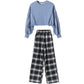 Girls' Suits Western Style Korean Children's Clothing Trendy Plaid Trousers Big Kids